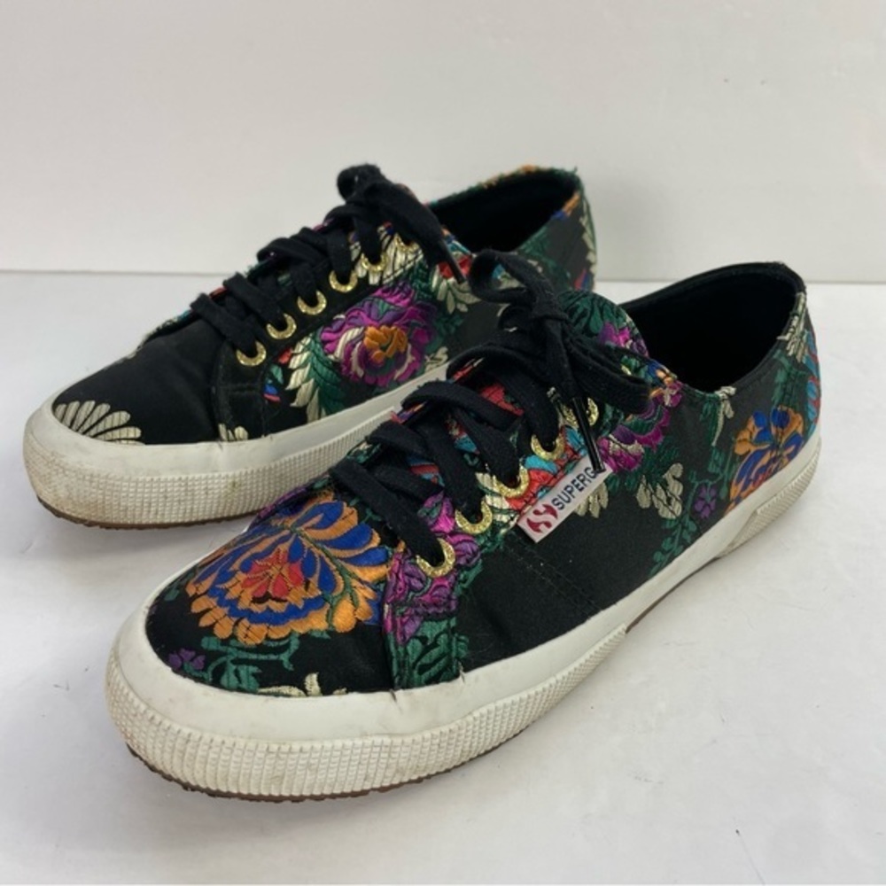 Superga 2750 Black Satin Mandarin Embroidery Sneakers‎ - Picture 4 of 16